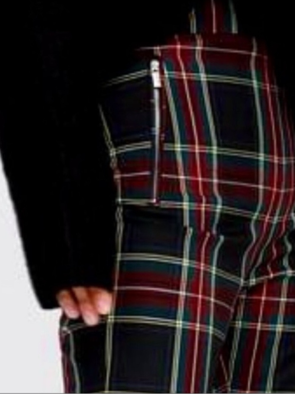 NWOT ZARA Red & Black Tartan Slim Ankle Pants
